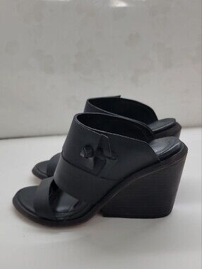 Wal & Pai Black Cole Wedge Heels Size 37 US 7